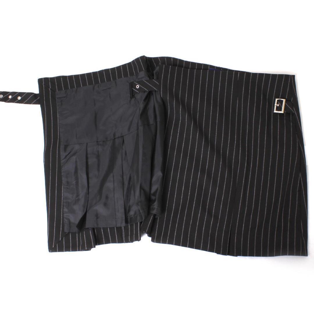 新品 SHIKITARI STRIPE WRAP SKIRT Short 黒 STRIPE WRAP SKIRT 