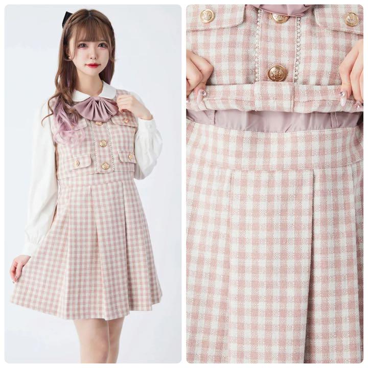 完売品 Ank Rouge ドーリーツイード セットアップ ワンピース ピンク ...