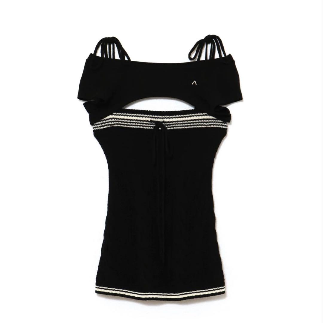 andmary Kitty cable knit tops black - メルカリ