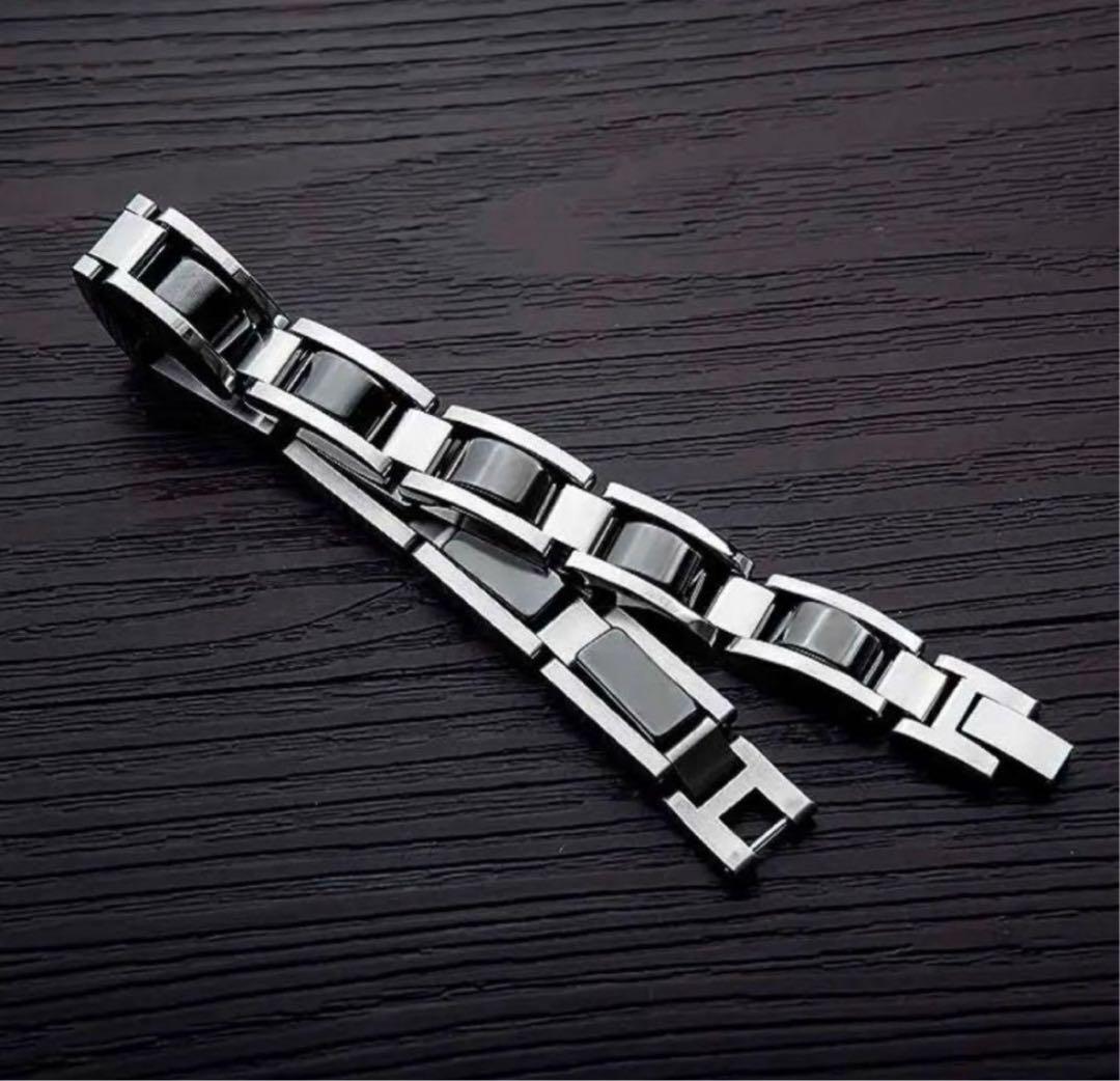 e135ブレスレット メンズ チタン 黒 ゲルマニウム ブレスレット
