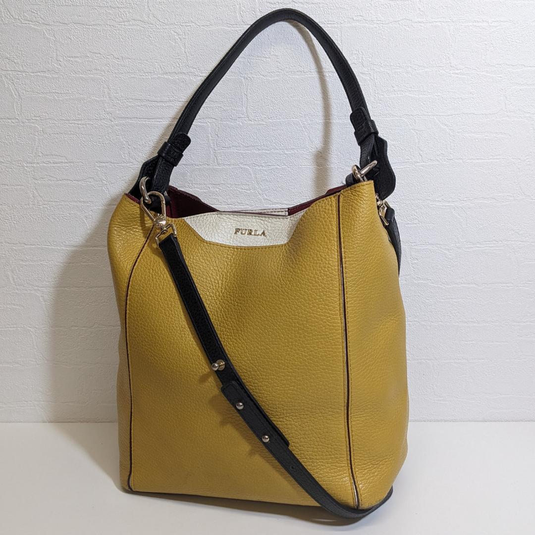 匿名発送】 FURLA フルラ 2way レザー ミニ トートバッグ