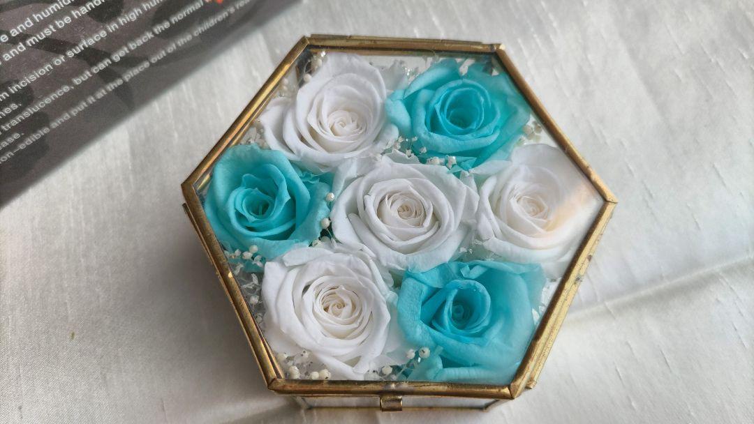 2月SALE！ホワイト&ティファニーブルーの薔薇のリングピロー