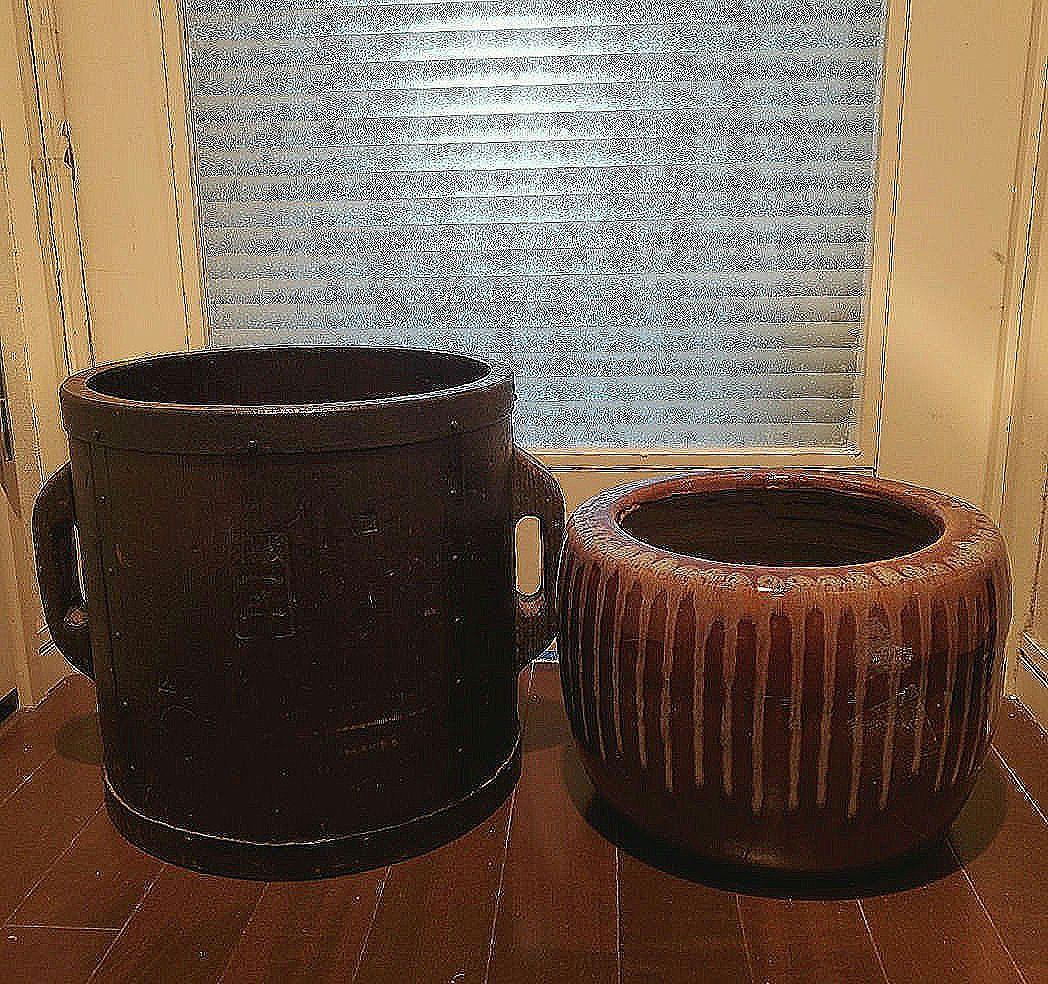 一升枡&陶器の火鉢アンティーク 骨董.古民具.和モダン.ガーデニングセット！