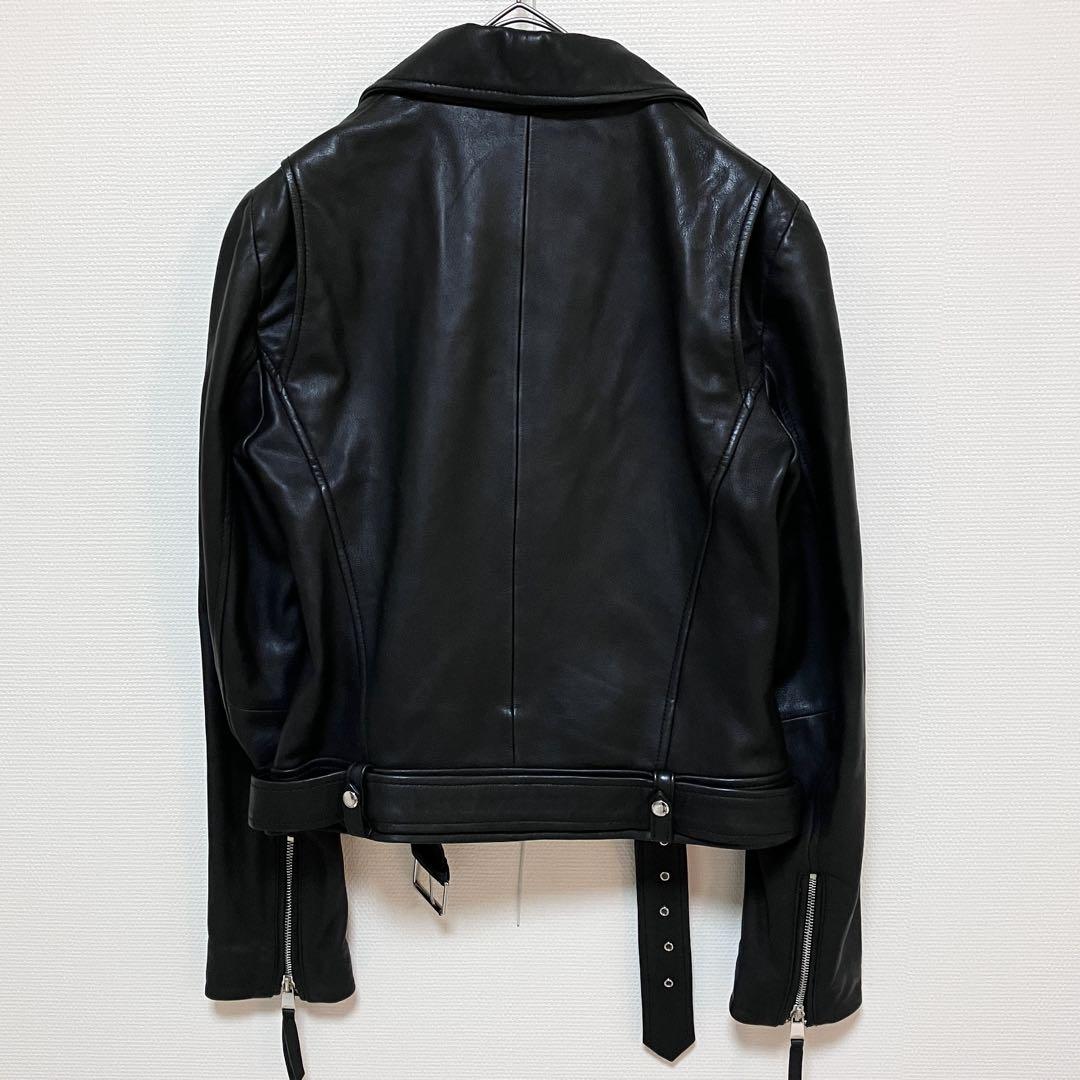 ZARA ザラ　レザージャケット　ダブルライダース　羊革 ラムレザー　黒　M
