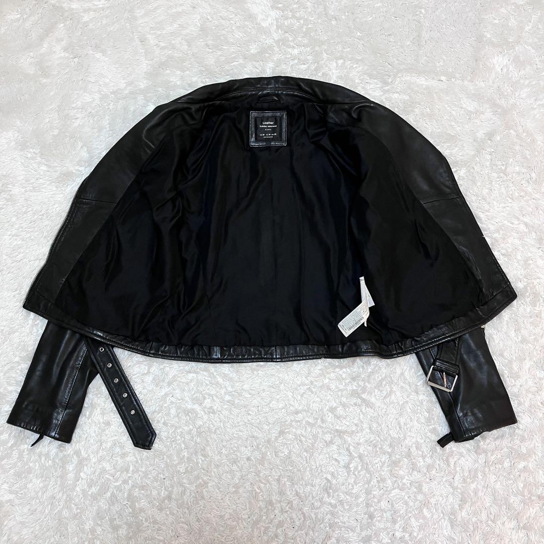 ZARA ザラ　レザージャケット　ダブルライダース　羊革 ラムレザー　黒　M