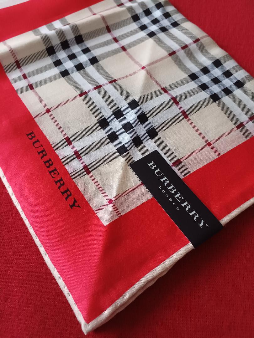 BURBERRY バーバリー ハンカチ スカーフ シルク タグ付き
