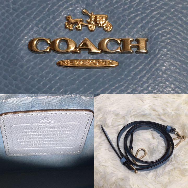 カラー⋰ ✨美品✨COACH 2way キャリーオール 水色 YuxnR-m90277270165 コーチ ハンドバッグ ショルダー