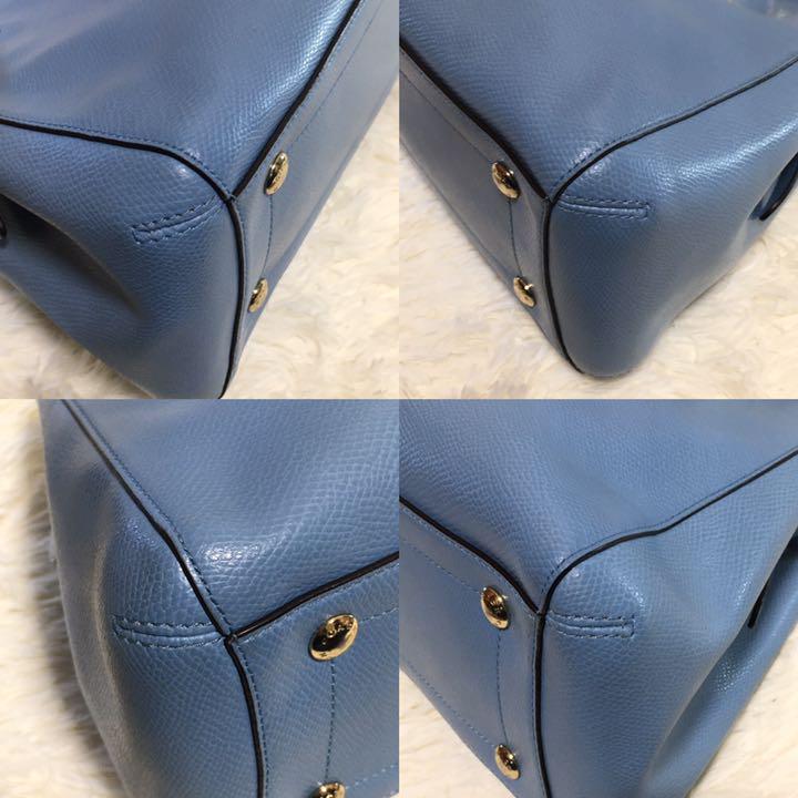 カラー⋰ ✨美品✨COACH 2way キャリーオール 水色 YuxnR-m90277270165 コーチ ハンドバッグ ショルダー