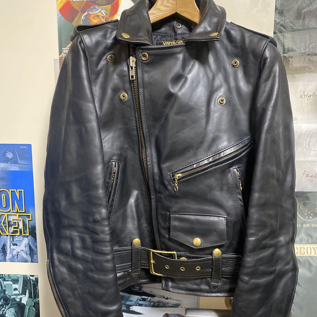 vanson ダブルライダースジャケット 34 ブラック