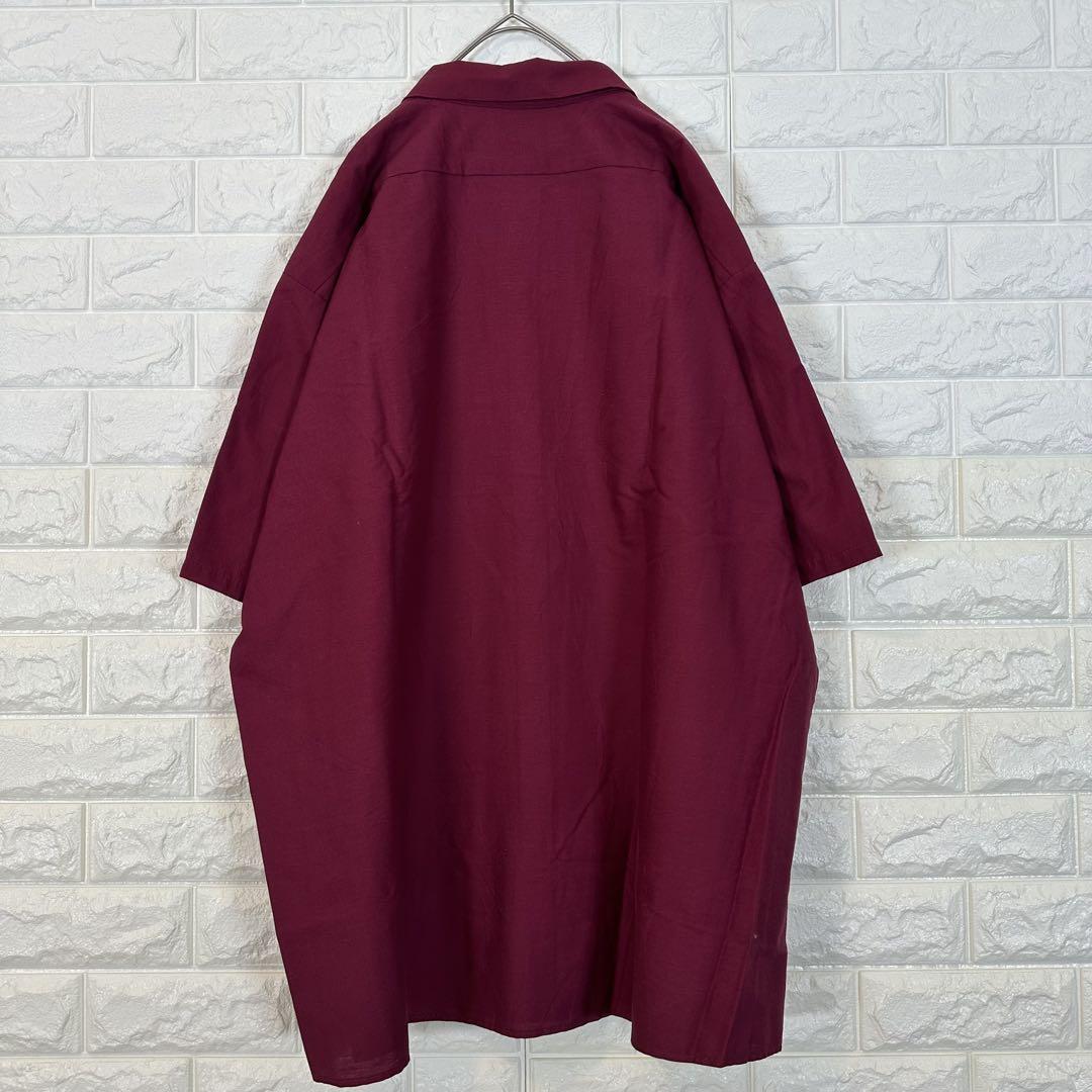 V767【RED KAP】ワークシャツ【メンズ3XL】ワインレッド