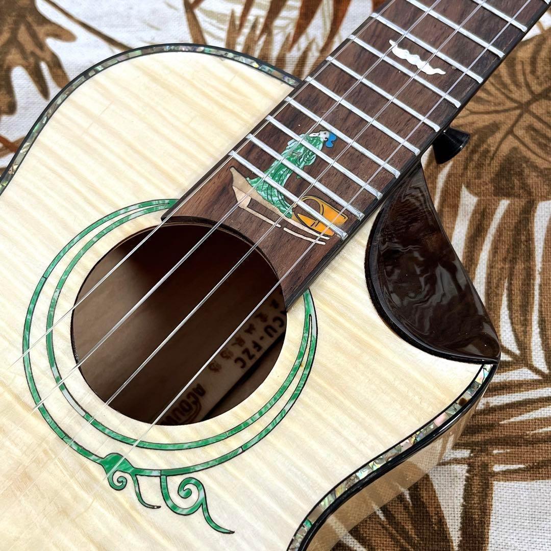 【Acoway】カナダ産フレイムメイプル材・コンサートウクレレ【ウクレレ専門店】 Acoway ukulele】カナダ産フレイムメイプルのエレキ・ウクレレ