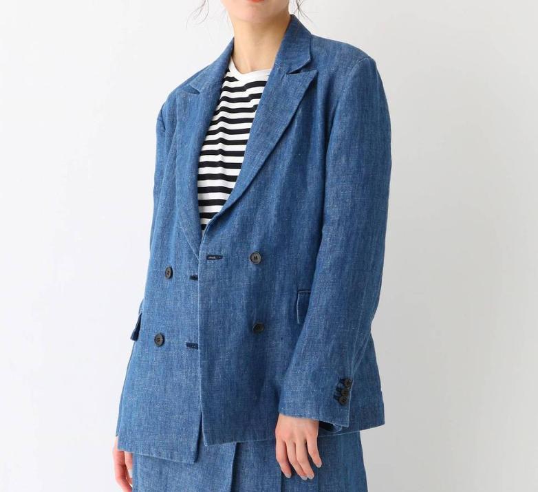 【完売品】ドレステリア　リネン100％　デニム　ダブルジャケット　春夏　38