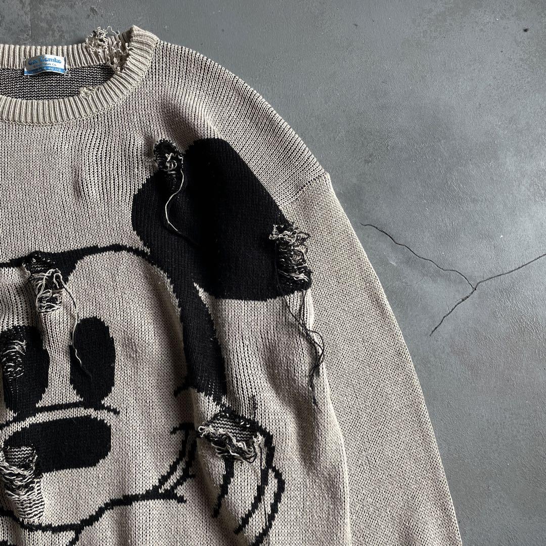 80's☆ヨシムラタグ☆Mickey☆grange Boro knit