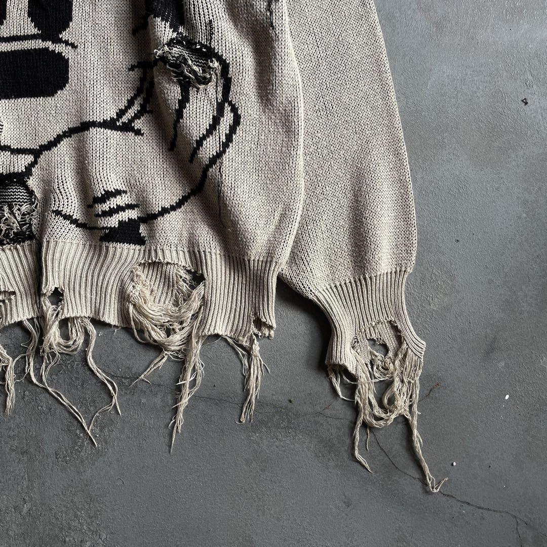 80's☆ヨシムラタグ☆Mickey☆grange Boro knit