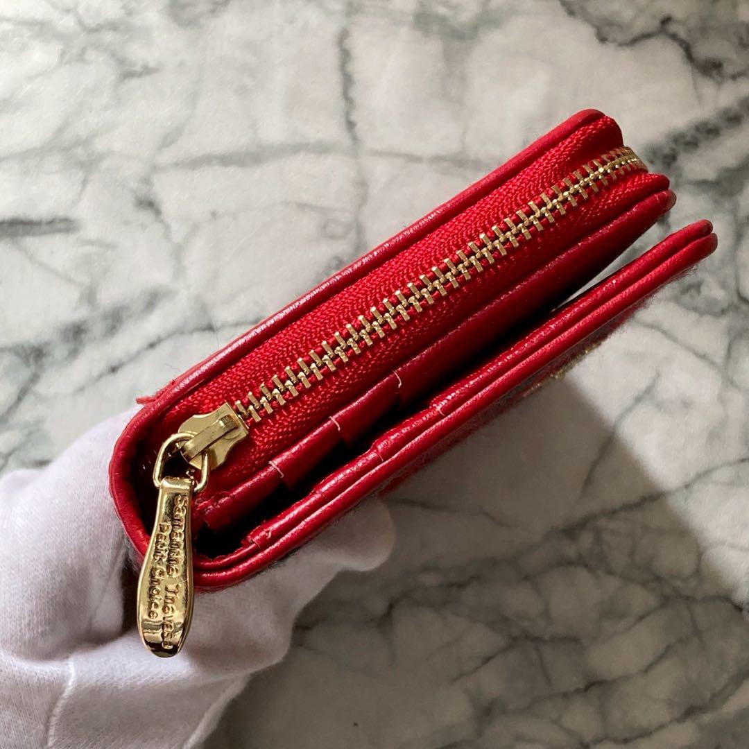《良品》 Samantha Thavasa 二つ折り財布 レッド チェック柄 布