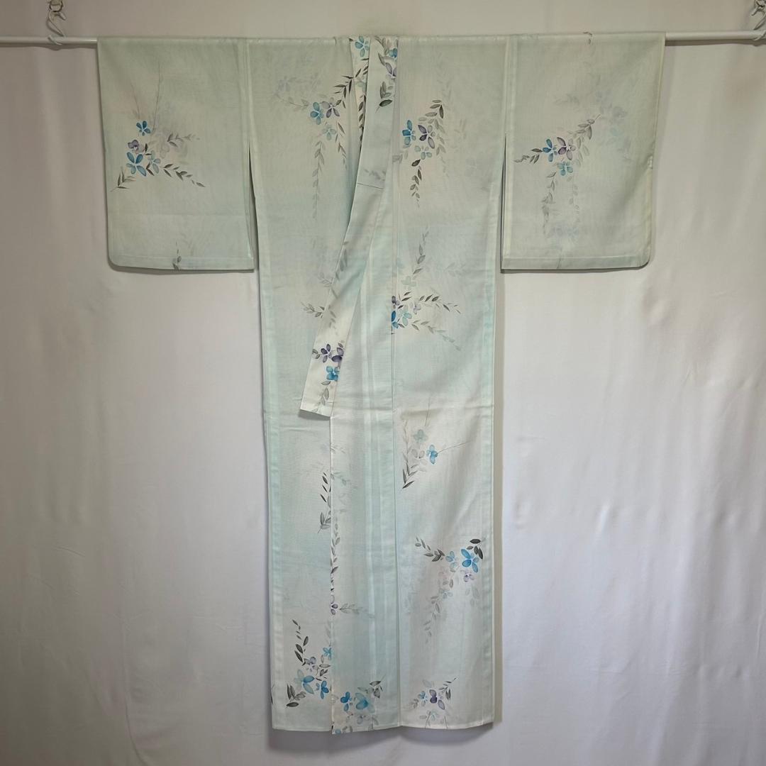 KU1012 準美品 絽 小紋 洗える着物 身丈155.5cm 単衣 夏着物化繊 KU1012 準美品 絽 小紋 洗える着物 身丈155.5cm 単衣 夏着物化繊