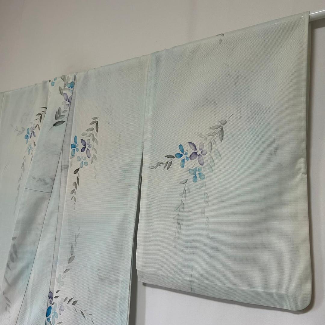 KU1012 準美品 絽 小紋 洗える着物 身丈155.5cm 単衣 夏着物化繊 KU1012 準美品 絽 小紋 洗える着物 身丈155.5cm 単衣 夏着物化繊