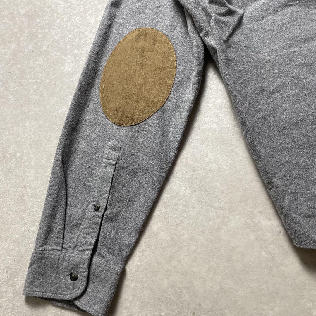 J.CREW シャモアクロスボタンダウンシャツ 長袖グレーエルボーパッチBD古着