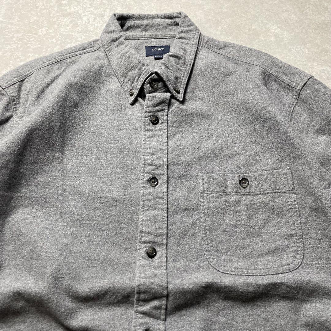 J.CREW シャモアクロスボタンダウンシャツ 長袖グレーエルボーパッチBD古着