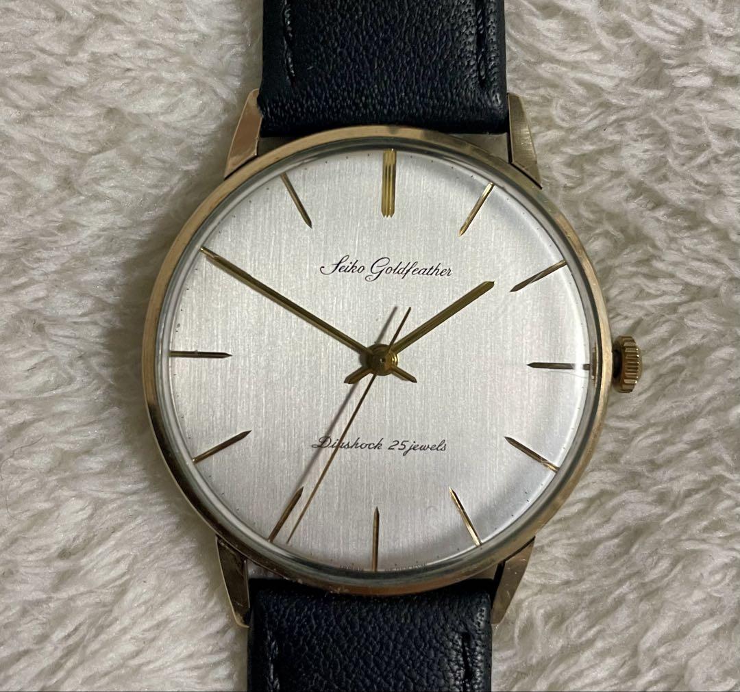 高い素材 稼働品 Seiko Goldfeather 手巻き時計 25石 時計