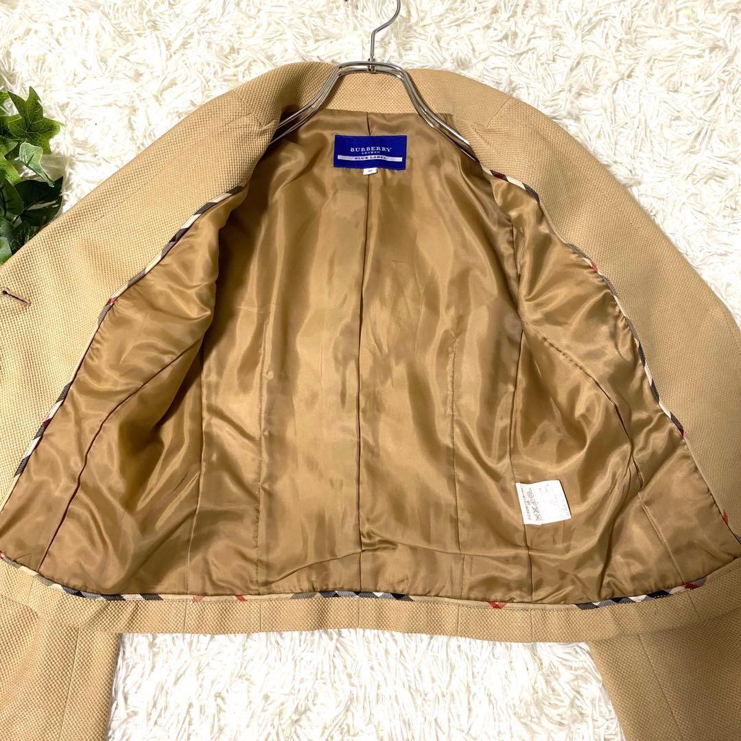 BURBERRY BLUELABEL 麻 金ボタン ノバチェック ジャケット BURBERRY BLUELABEL 麻 金ボタン ノバチェック ジャケット