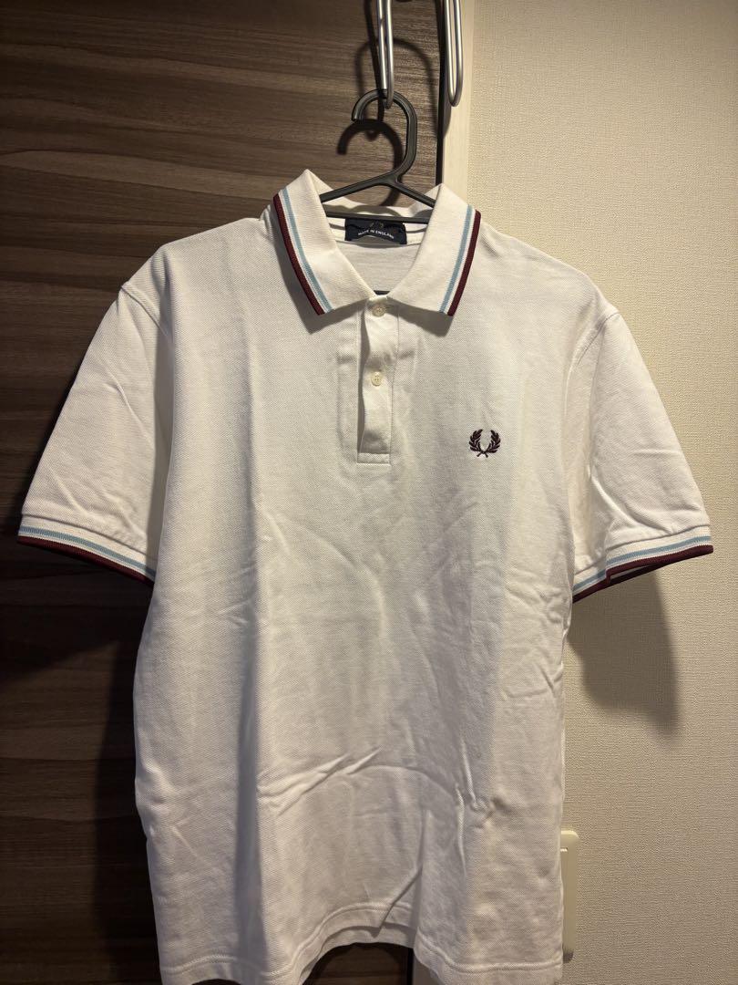 フレッドペリー　ポロシャツM12 42(XL) ホワイト　lce×maroon