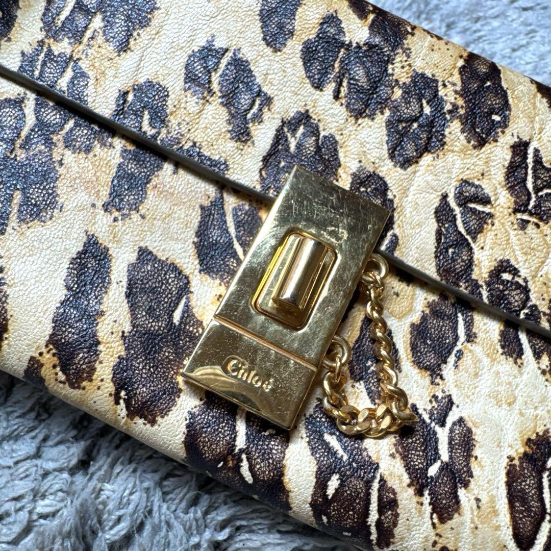Chloe クロエ 長財布 レザー ターンロック ゴールド金具
