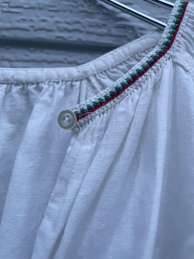 ウクライナ 刺繍 ワンピース 白 ロング マキシ いちご柄 大きめ
