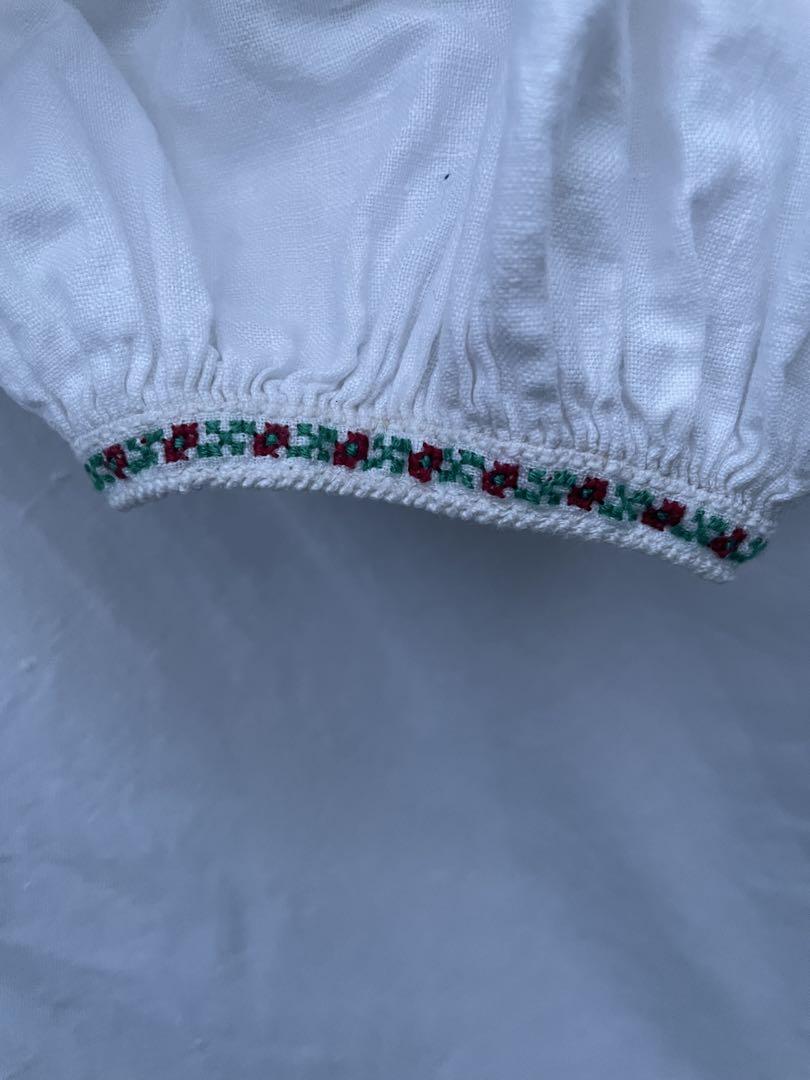 ウクライナ 刺繍 ワンピース 白 ロング マキシ いちご柄 大きめ