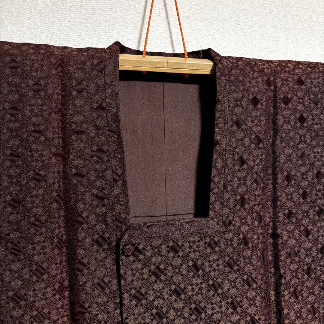 【和装コート】 着物 幾何学 模様 光沢感 身丈約83cm