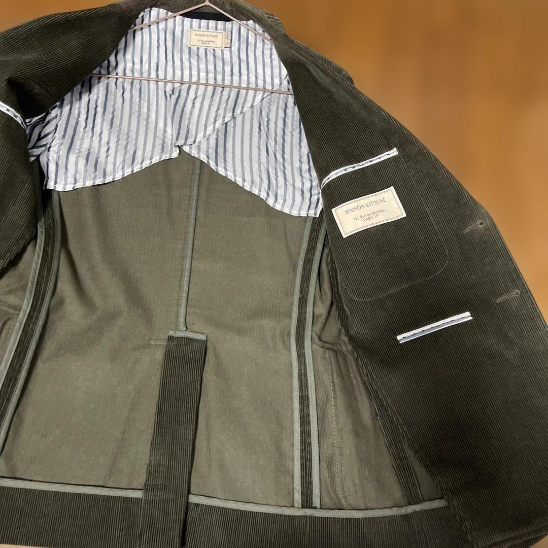 maisonkitsune メンズ コーデュロイ ジャケット ダークグリーン maisonkitsune メンズ コーデュロイ ジャケット ダークグリーン
