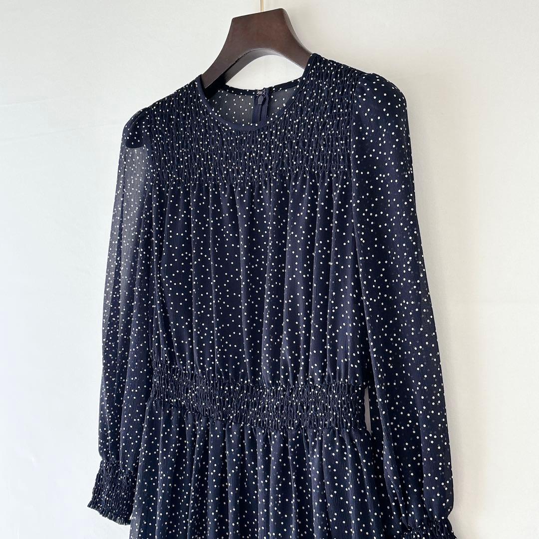 【766】アナイ 楊柳ドットプリントシャーリング ワンピース ペチコートなし 【766】アナイ 楊柳ドットプリントシャーリング ワンピース ペチコートなし