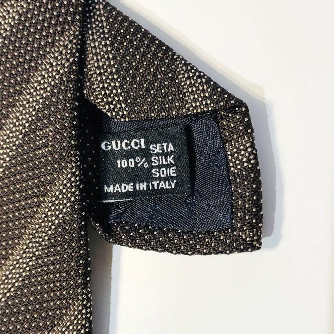 GUCCI ネクタイ ストライプ柄 ダークブラウン