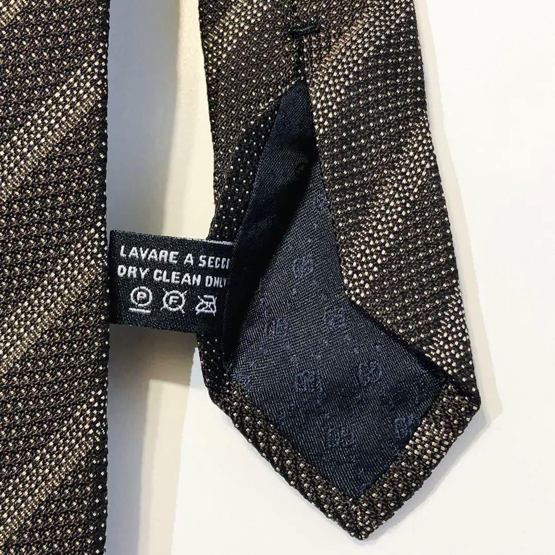 GUCCI ネクタイ ストライプ柄 ダークブラウン