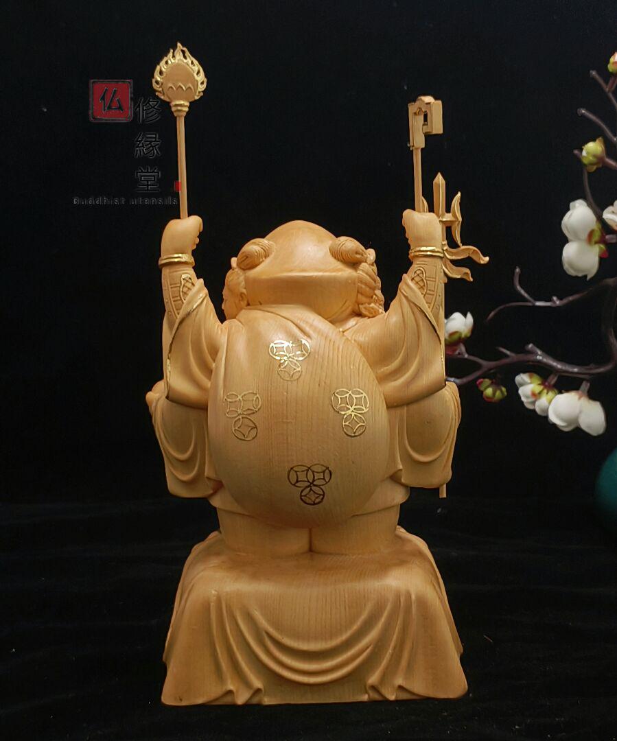 5%OFF】 本金 七福神三面大黒天 仏像 木彫り 【修縁堂】珍品 切金 ...