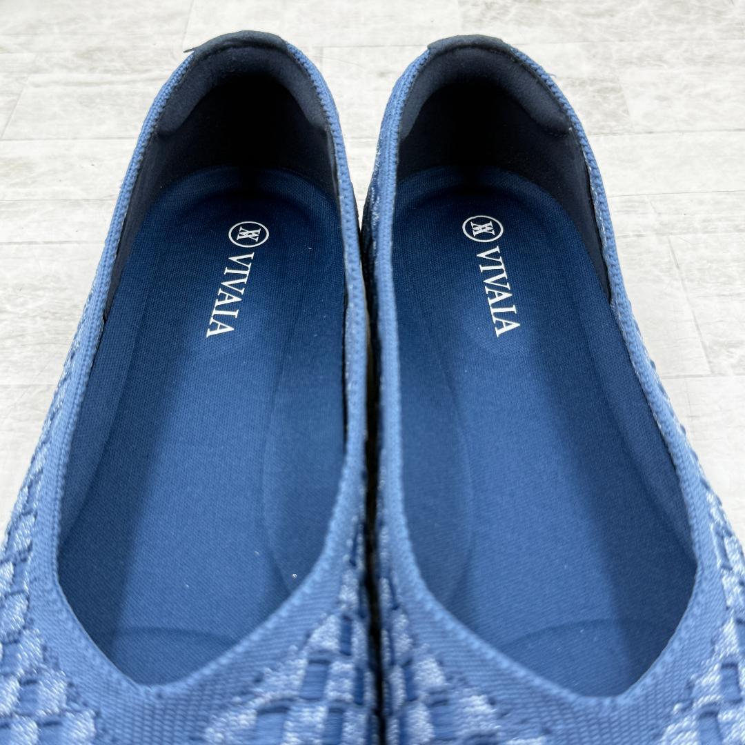 【極美品】VIVAIA ビバイア スクエアトゥ 刺繍Vロゴ フラットパンプス22