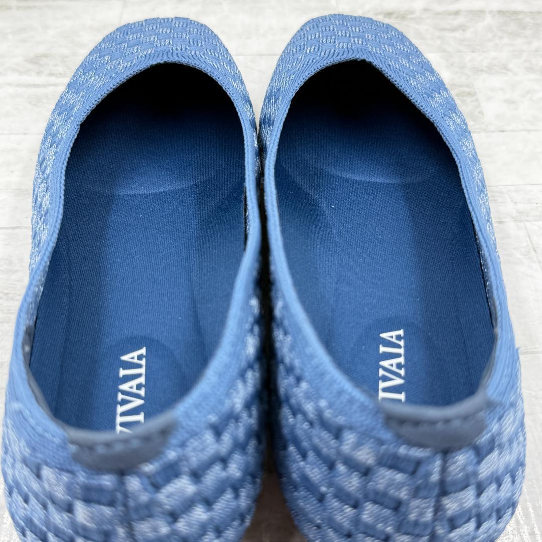 【極美品】VIVAIA ビバイア スクエアトゥ 刺繍Vロゴ フラットパンプス22