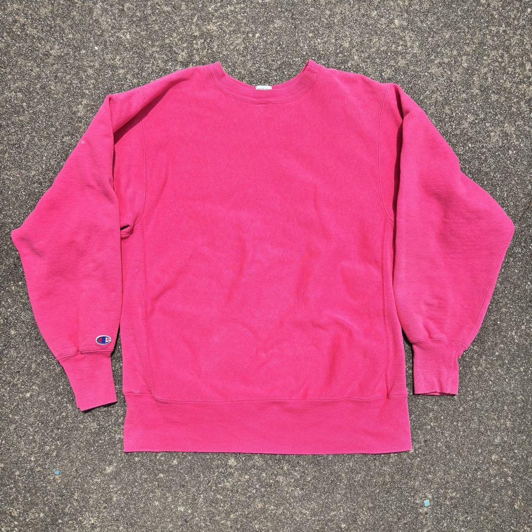 チャンピオン　リバースウィーブ　90s XL ピンク　ビビットピンク　目あり