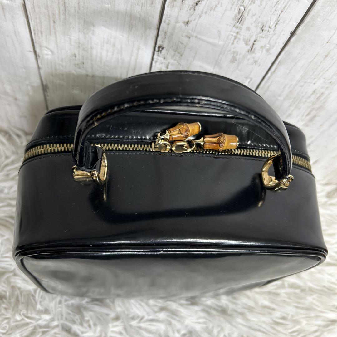 GUCCI ハンドバッグ バンブー エナメル 型押しロゴ パテント