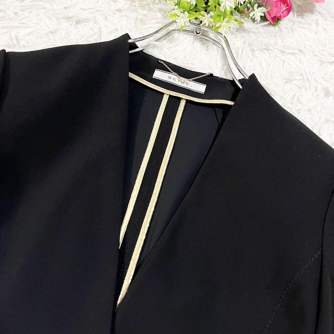 美品 BEIGE. 　人気モデル 洗える ノーカラージャケット 黒