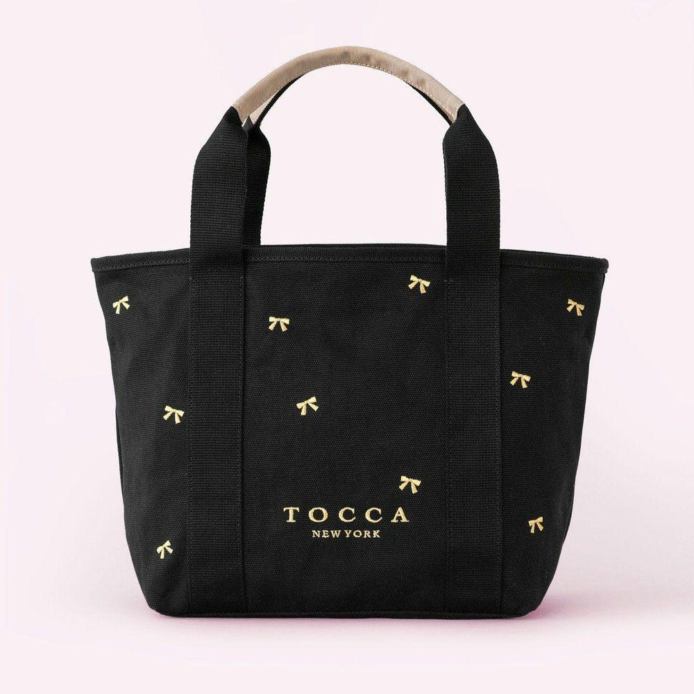 新品 TOCCA キャンバス トートバッグ ブラック リボン