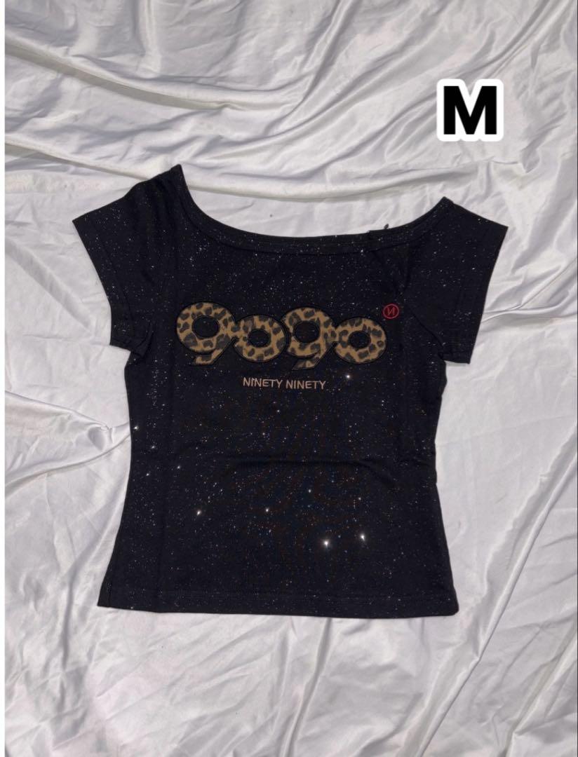 9090 girl OG Logo Off Glitter Tee M