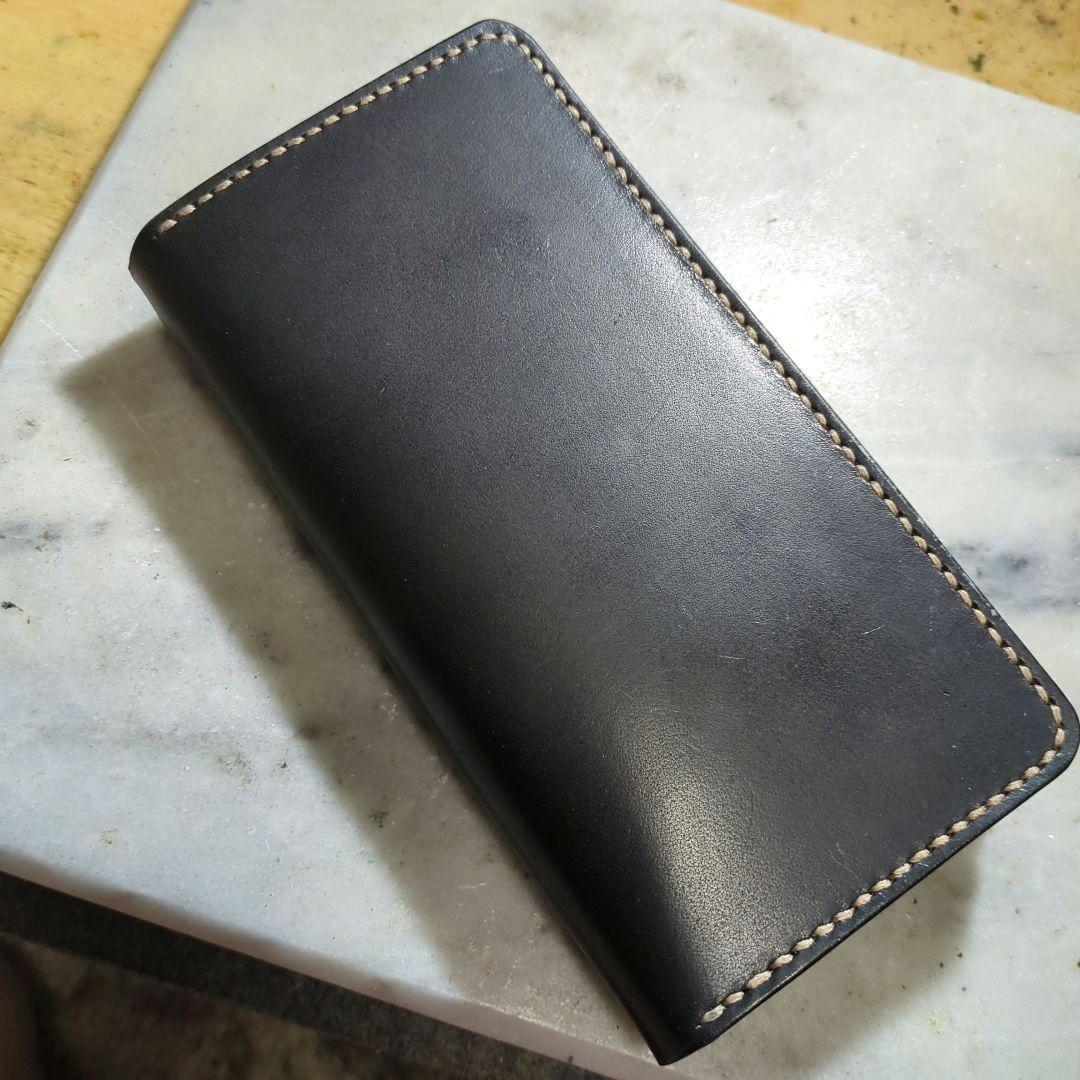 姫路ヌメ革 トラッカーウォレット ハンドメイド ロングウォレット 長財布 黒