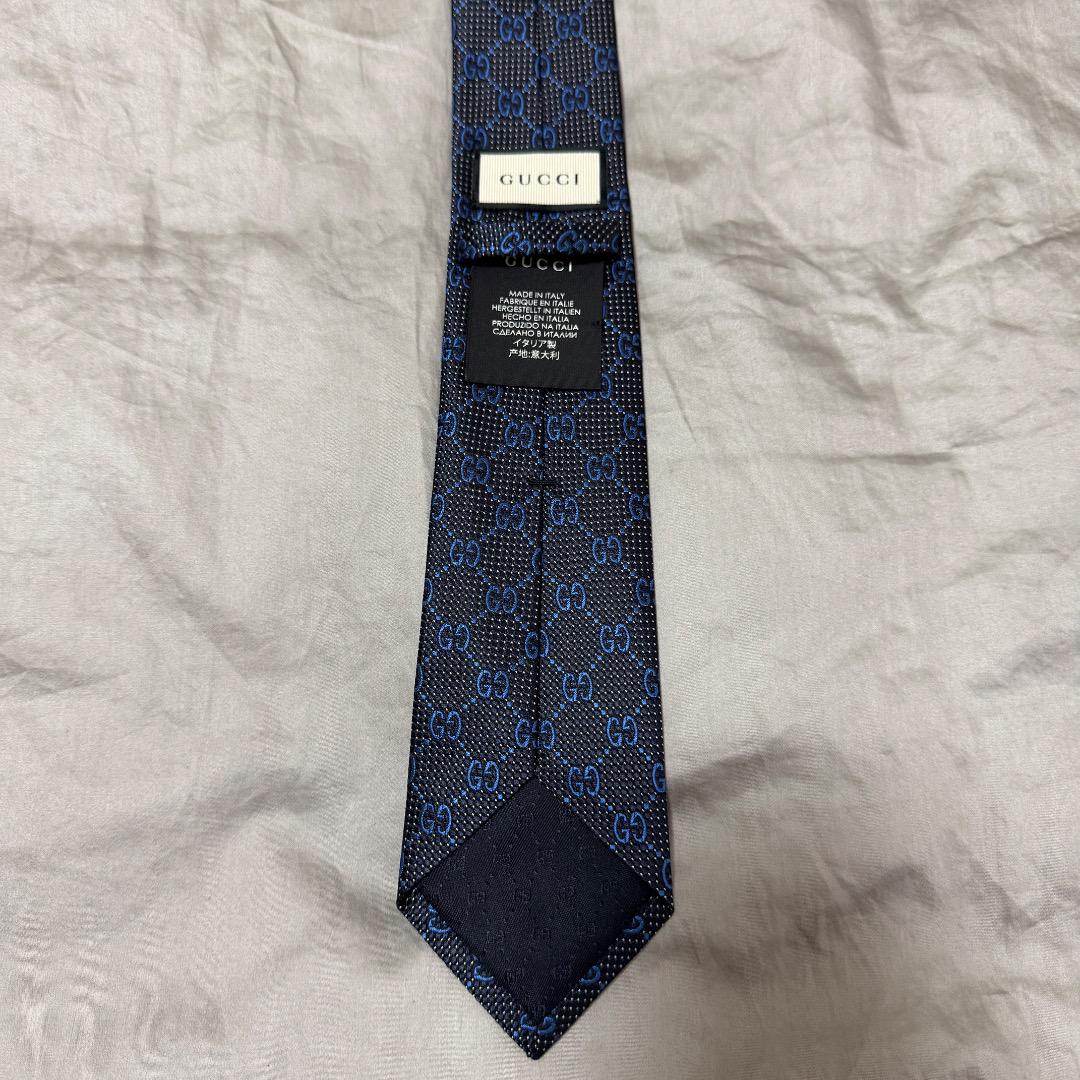 新品・未使用】GUCCI グッチ ネクタイ GG柄 ネイビー/ブルー