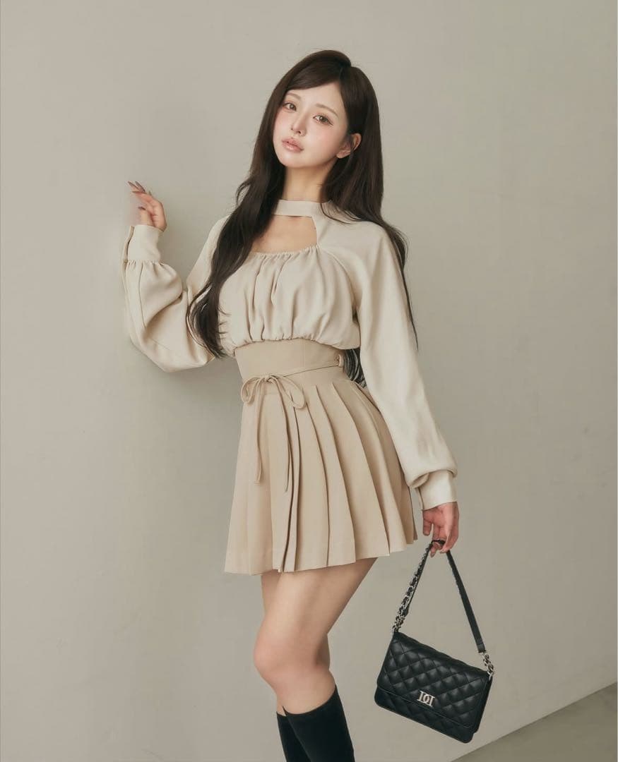 Darich ドッキングコルセットプリーツミニワンピース