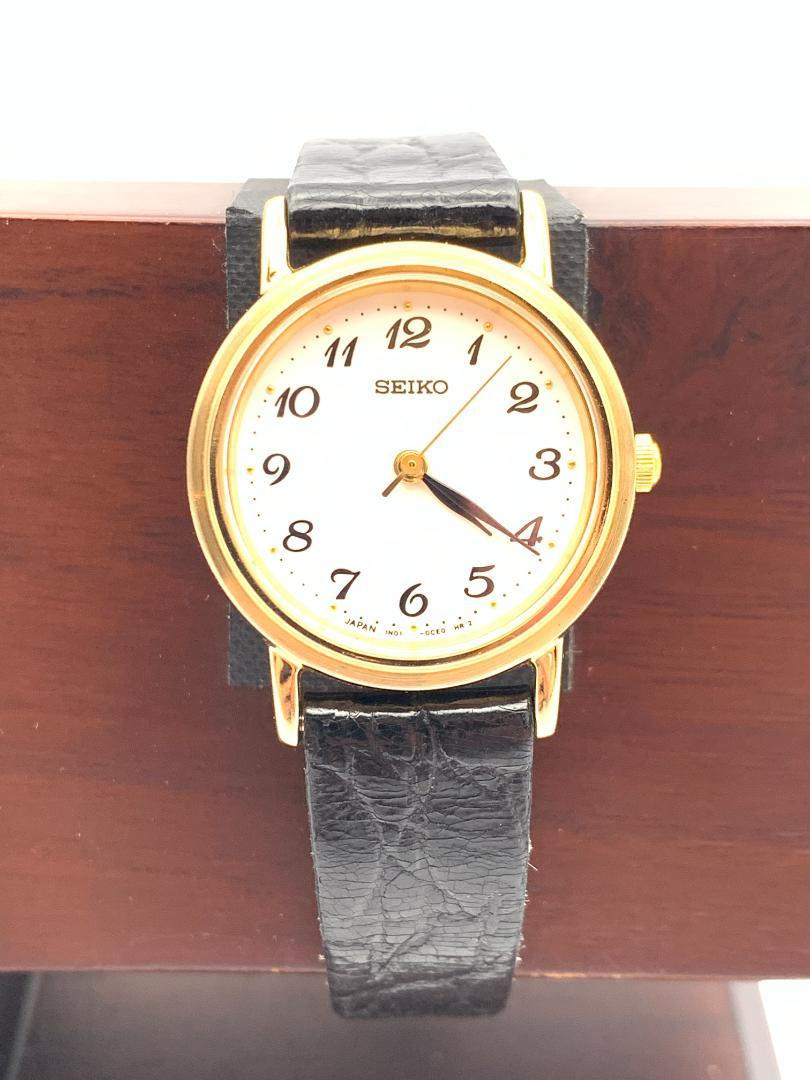 【稼動】SEIKO クォーツ腕時計　ゴールド/ブラック　1N01-0BA0