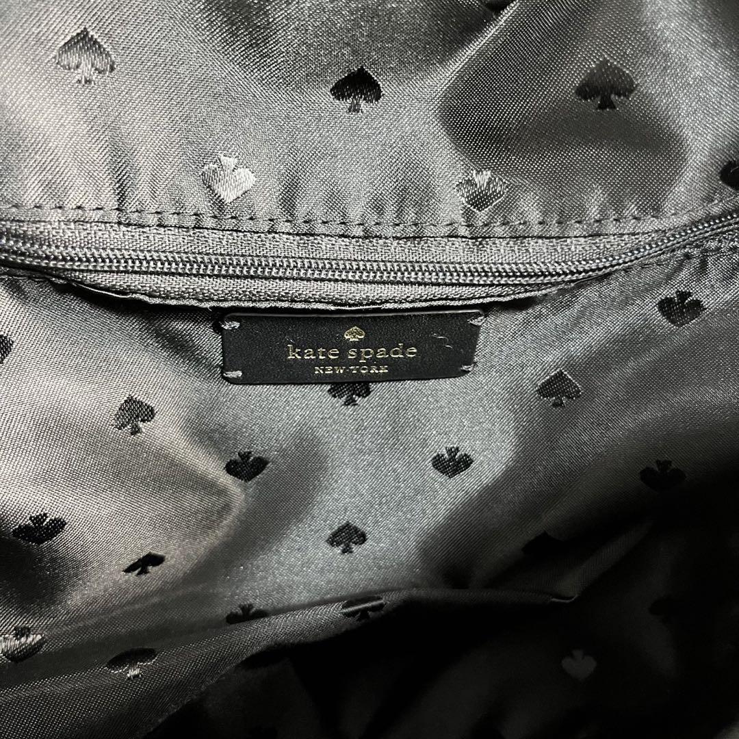極美品✨kate spade リュック ナイロン×レザー ロゴ金具 ブラック