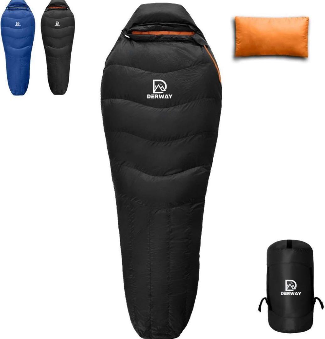 ダウン寝袋 冬用 220 85cm 超軽量 防災 車中泊 アウトドア新品、♥