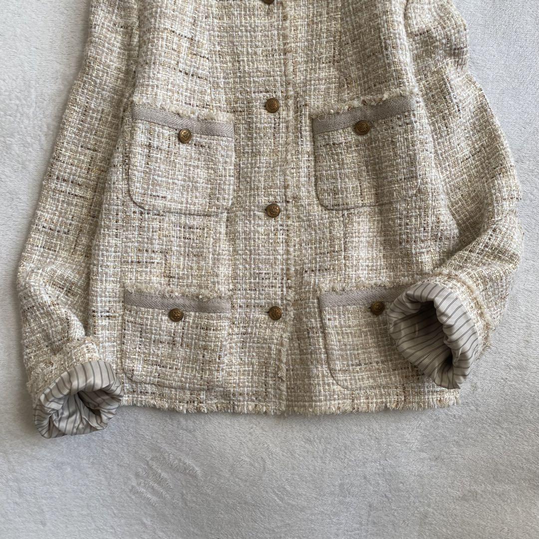 【美品✨】Deuxieme Classe ノーカラーツイードジャケット　金釦　S