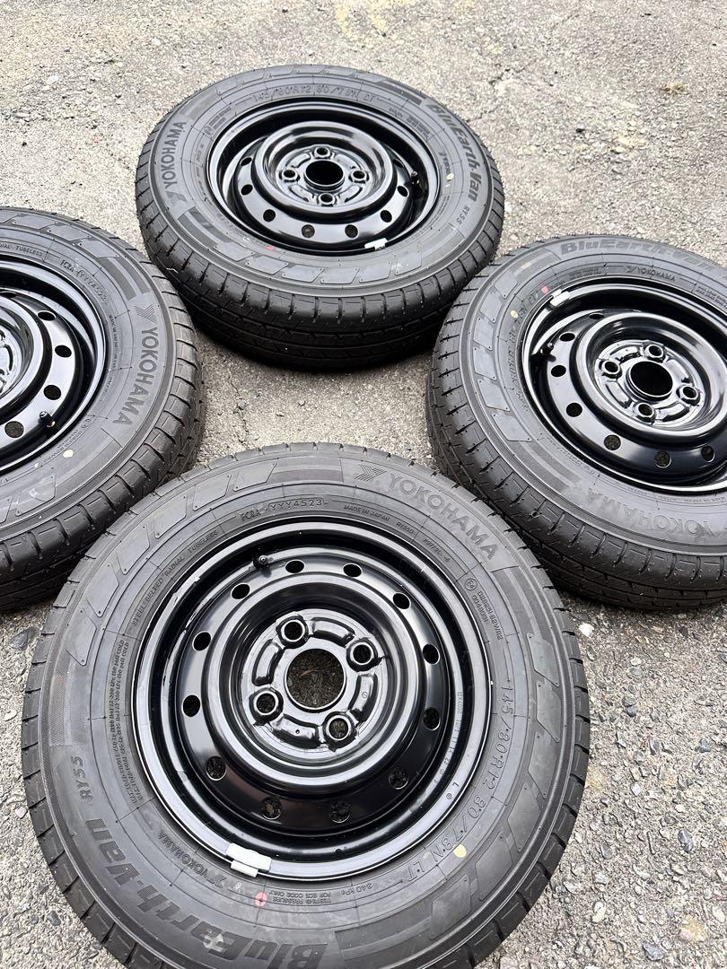 YOKOHAMA 145/80R12 ブラックホイール 4本セット